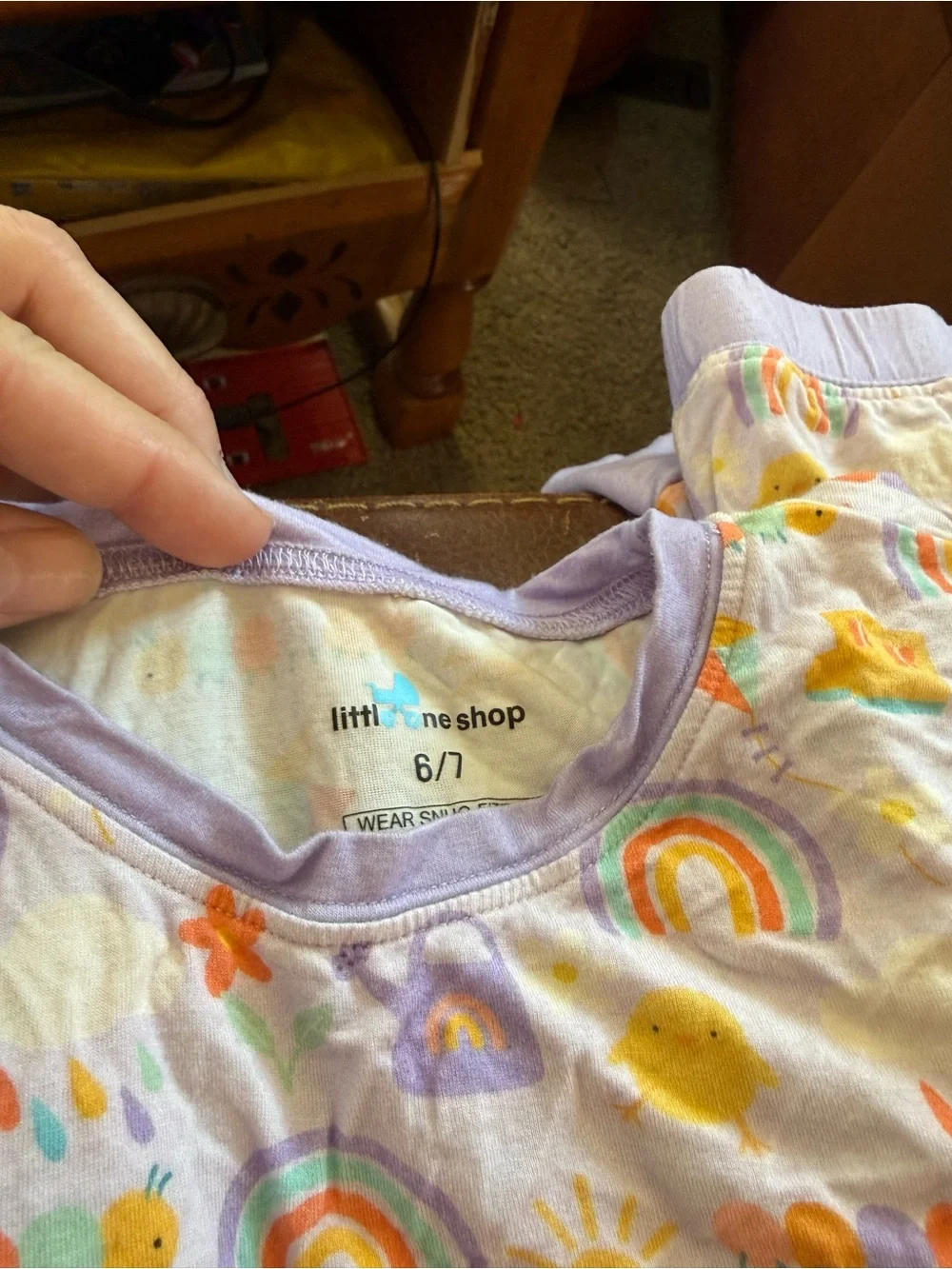 Carter's Pastel Rainbow & Chicks Girls Pajama Set - Lavender